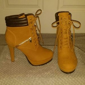 Lace Up Heel Boots by MIX NO.6